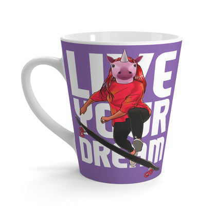 Live Your Dream of Coffee Mug- violet Unicorn head