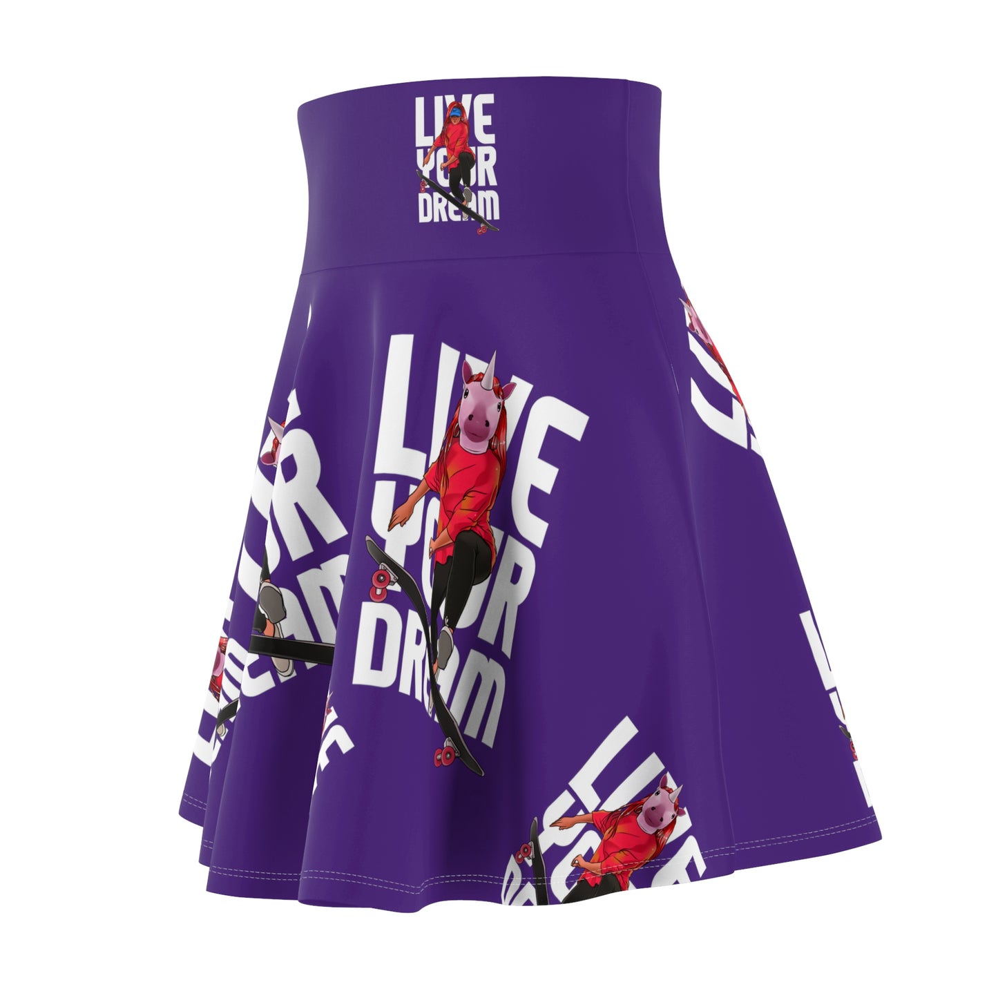 Transform Unicorn Live your dream Skater Skirt Purple