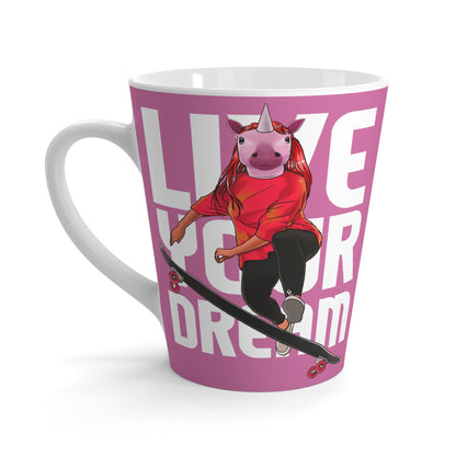 Live Your Dream of Coffee Mug- pink Unicorn head