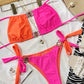 Color Block Tied Halter Neck Bikini Set