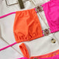 Color Block Tied Halter Neck Bikini Set