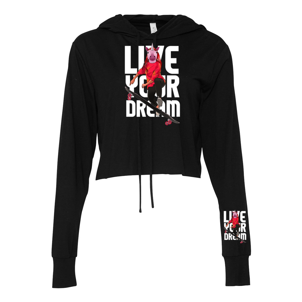 Live your dream Cropped Long Sleeve Hoodie - AnimePhysique