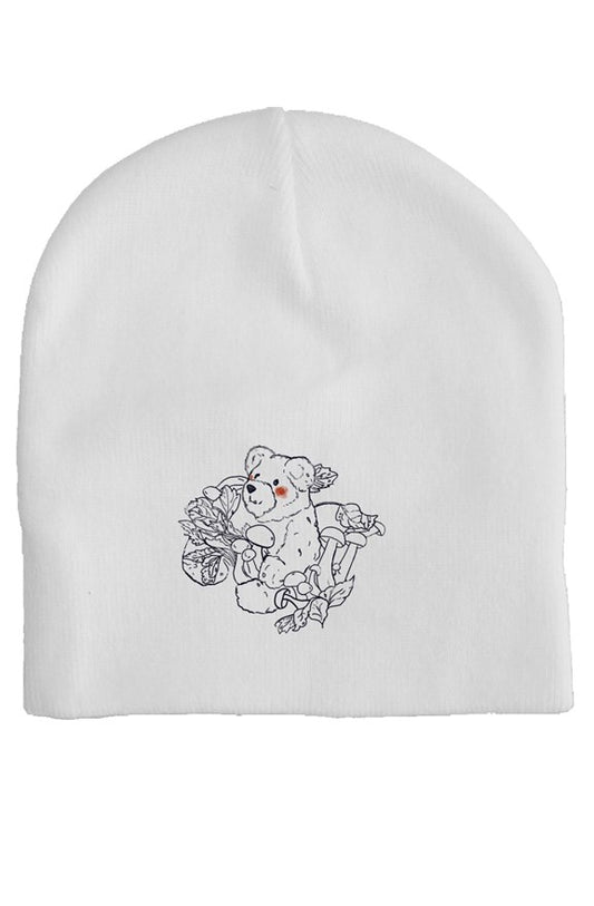 Mushroom Rice Bear skull cap embroidery