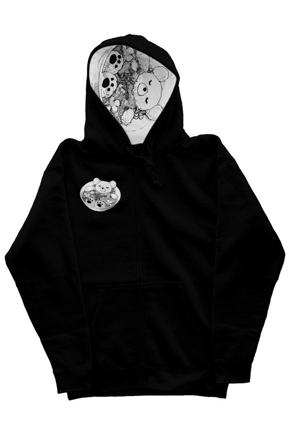 Rice Bear Spa Day Embroidery zip Hoodie with artis