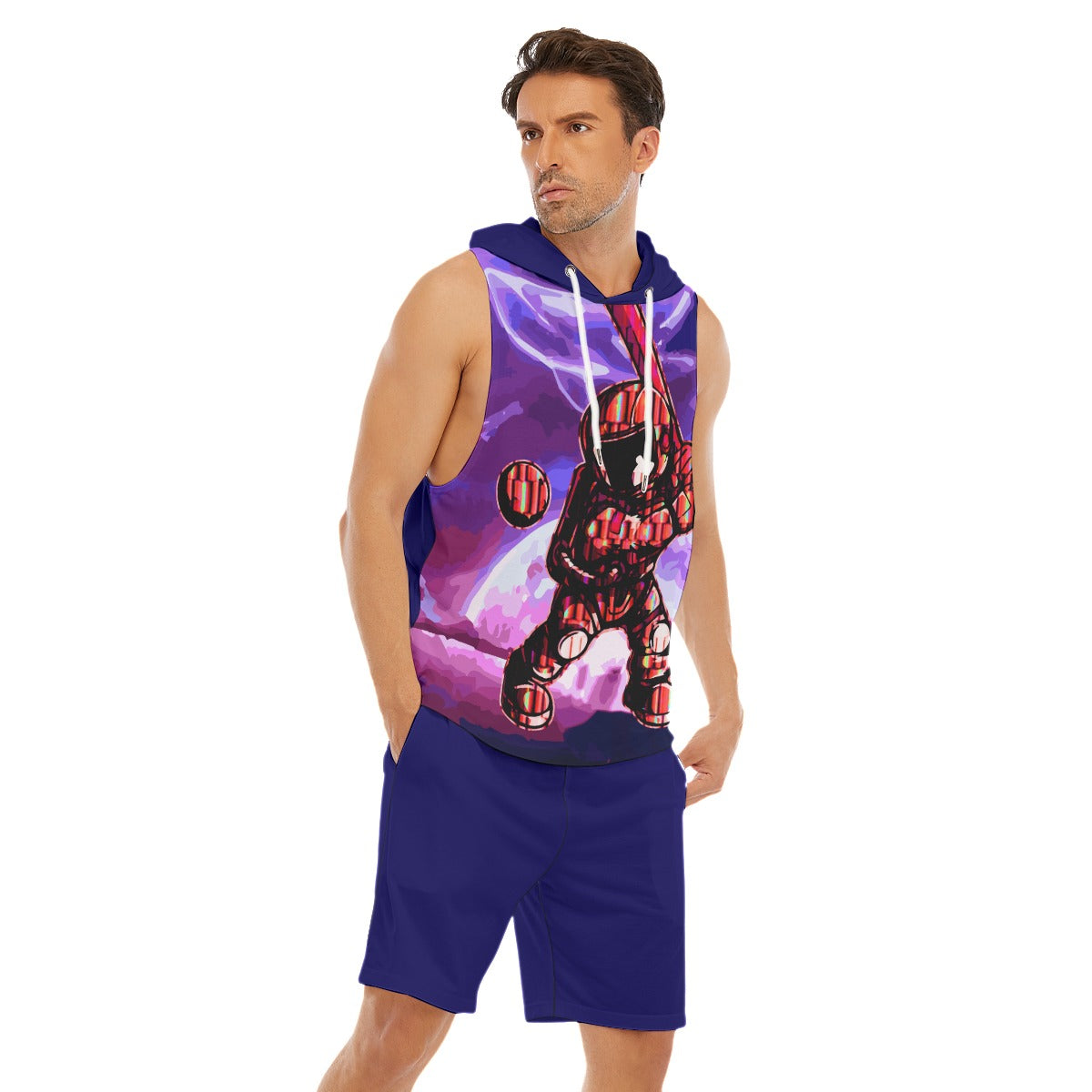 Hitting it out of the Park Sleeveless Semi Stringer Hooded Tank And Shorts Sets