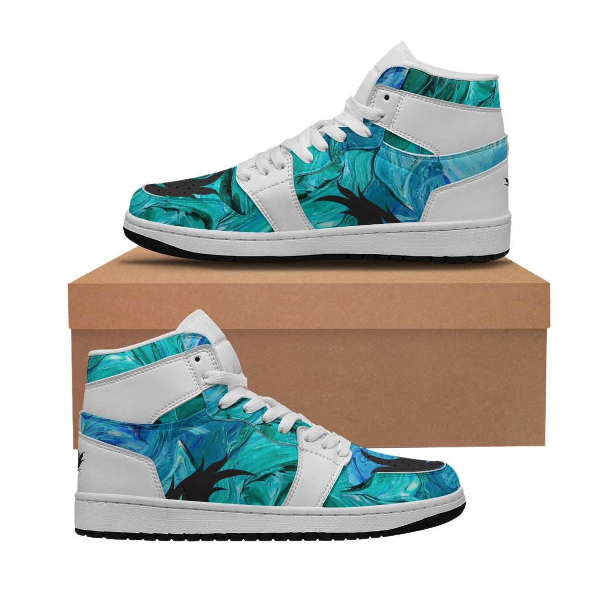 Dragon Guard Drip Blue Fire OG Men's Synthetic Leather High top Shoes