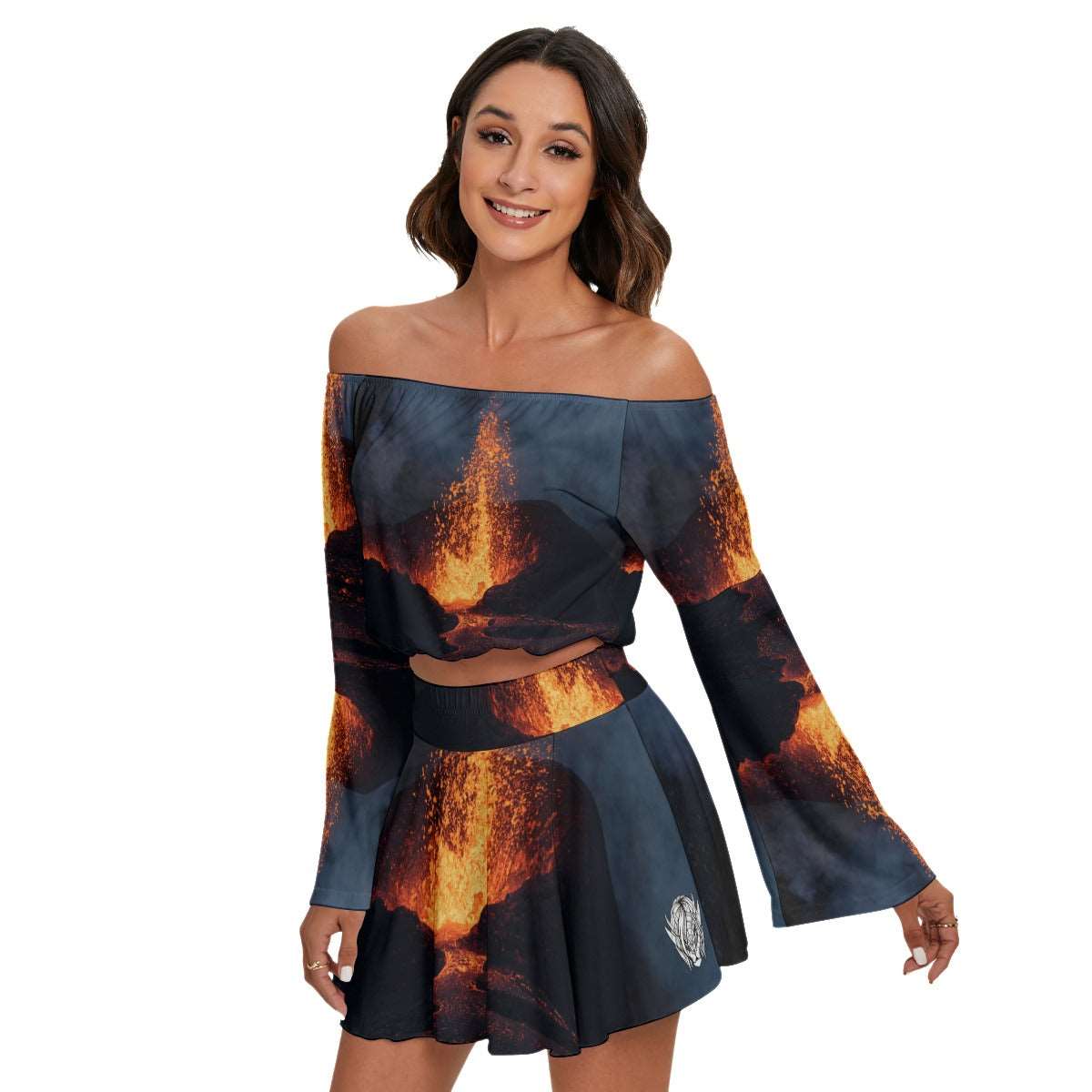 FIred up Ice Queen Women's Off-shoulder Top And Skirt Set
