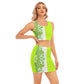 Go-Go Lime Ivy Color Block Camisole And Hip Skirt Suit by Premium THicc