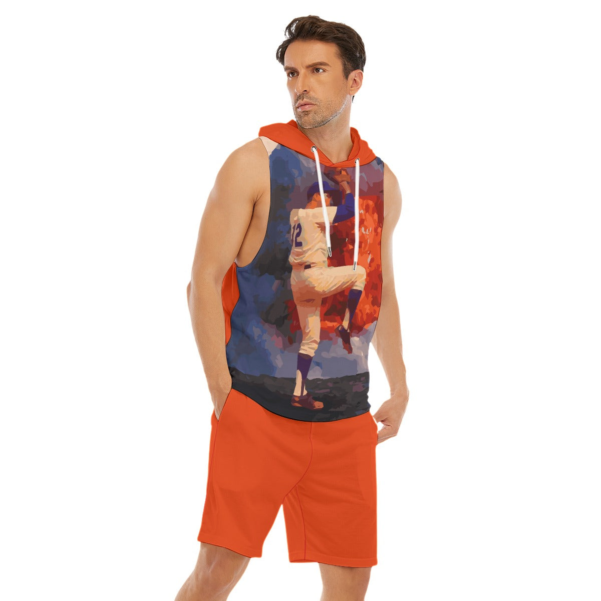 Power Pitch Sleeveless semi stringer hooded tank And Shorts Sets