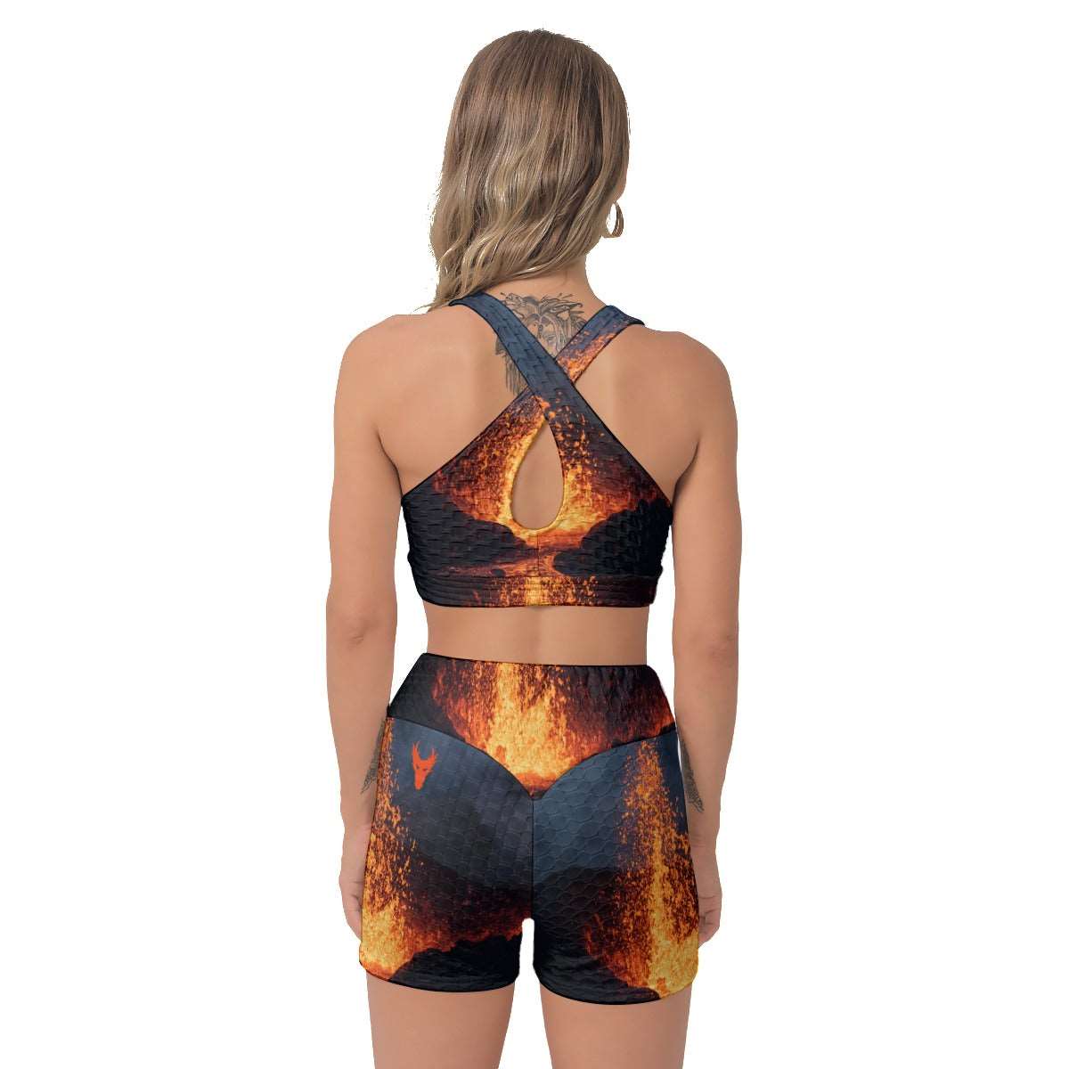 Fired up burnt orange dragon Women's Sports Bra Suit