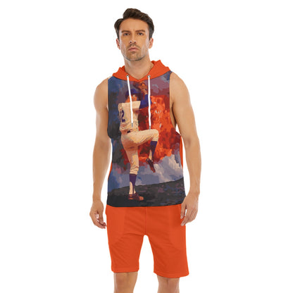 Power Pitch Sleeveless semi stringer hooded tank And Shorts Sets