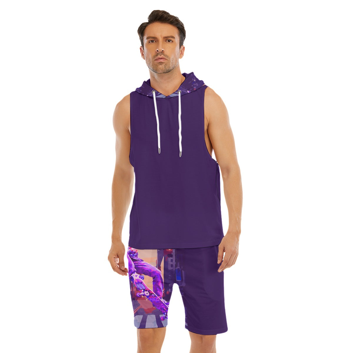 Electric Olly Around Town Sleeveless Semi Stringer Hooded Tank And Shorts Sets