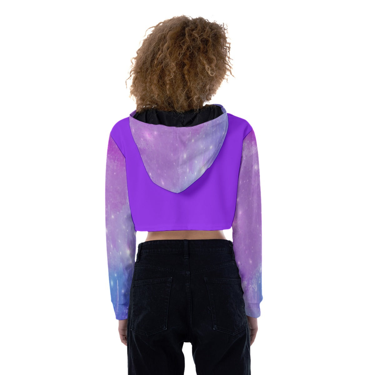 Purple Galaxy Premium Thicc Women's Crop Top Hoodie