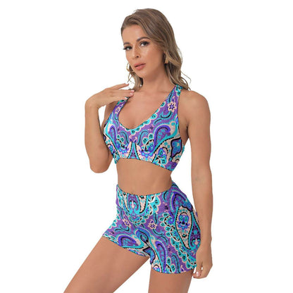 Blue and Purple Dream Sports Bra and Shorts Set - AnimePhysique
