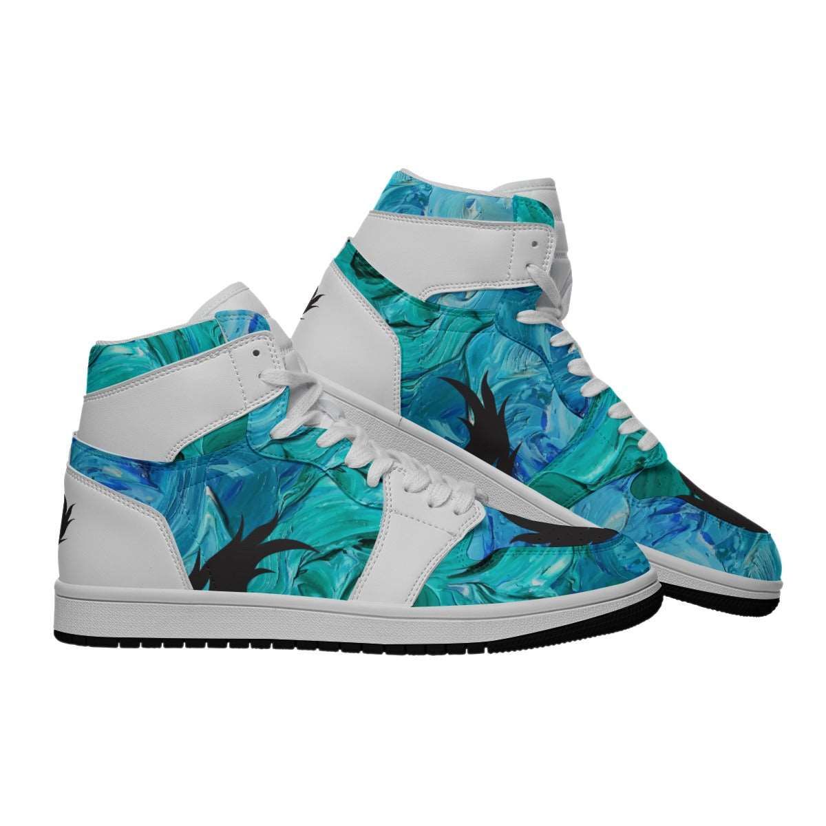 Dragon Guard Drip Blue Fire OG Men's Synthetic Leather High top Shoes