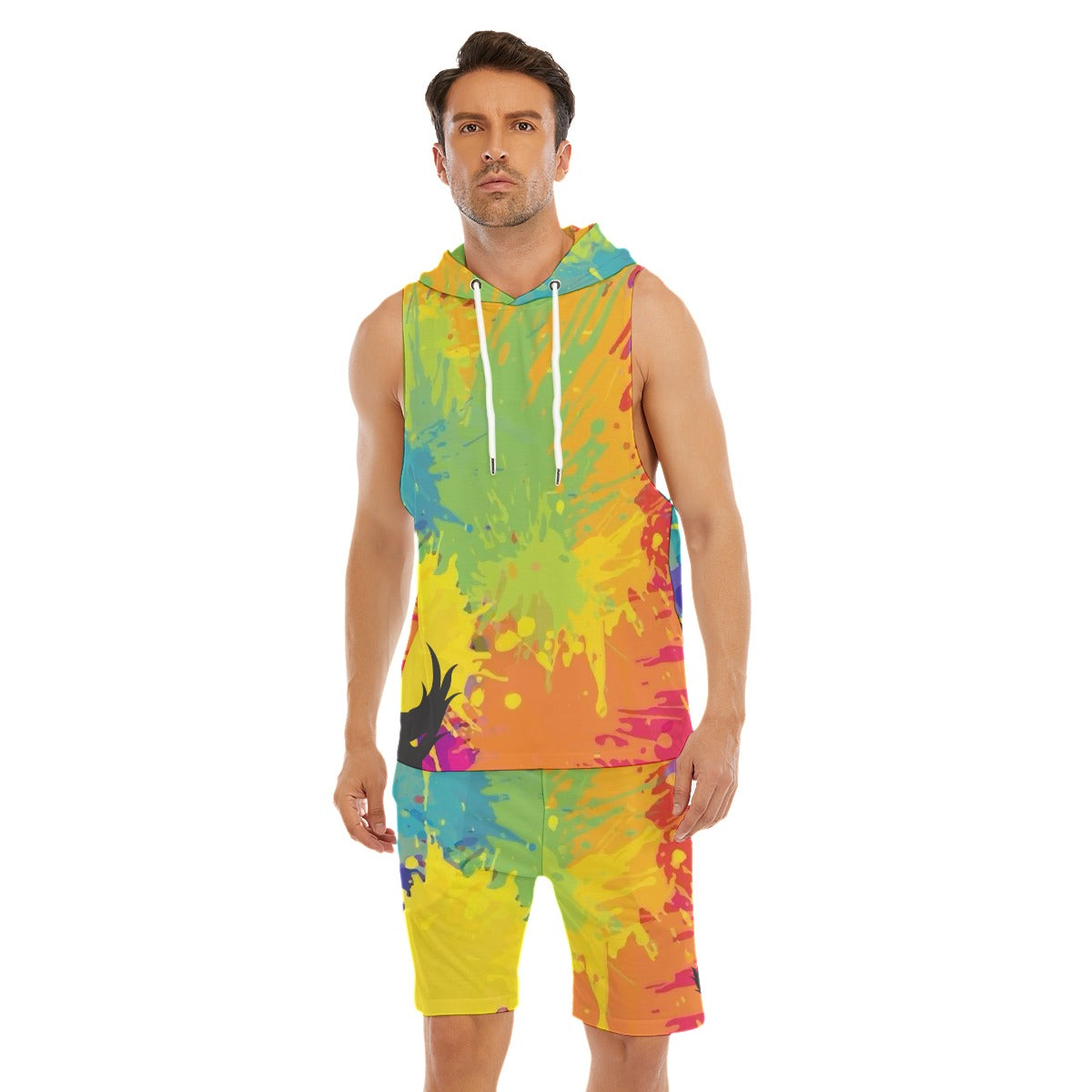 Splash of Color At my side Dragon Sleeveless Semi Stringer Hooded Tank And Shorts Sets