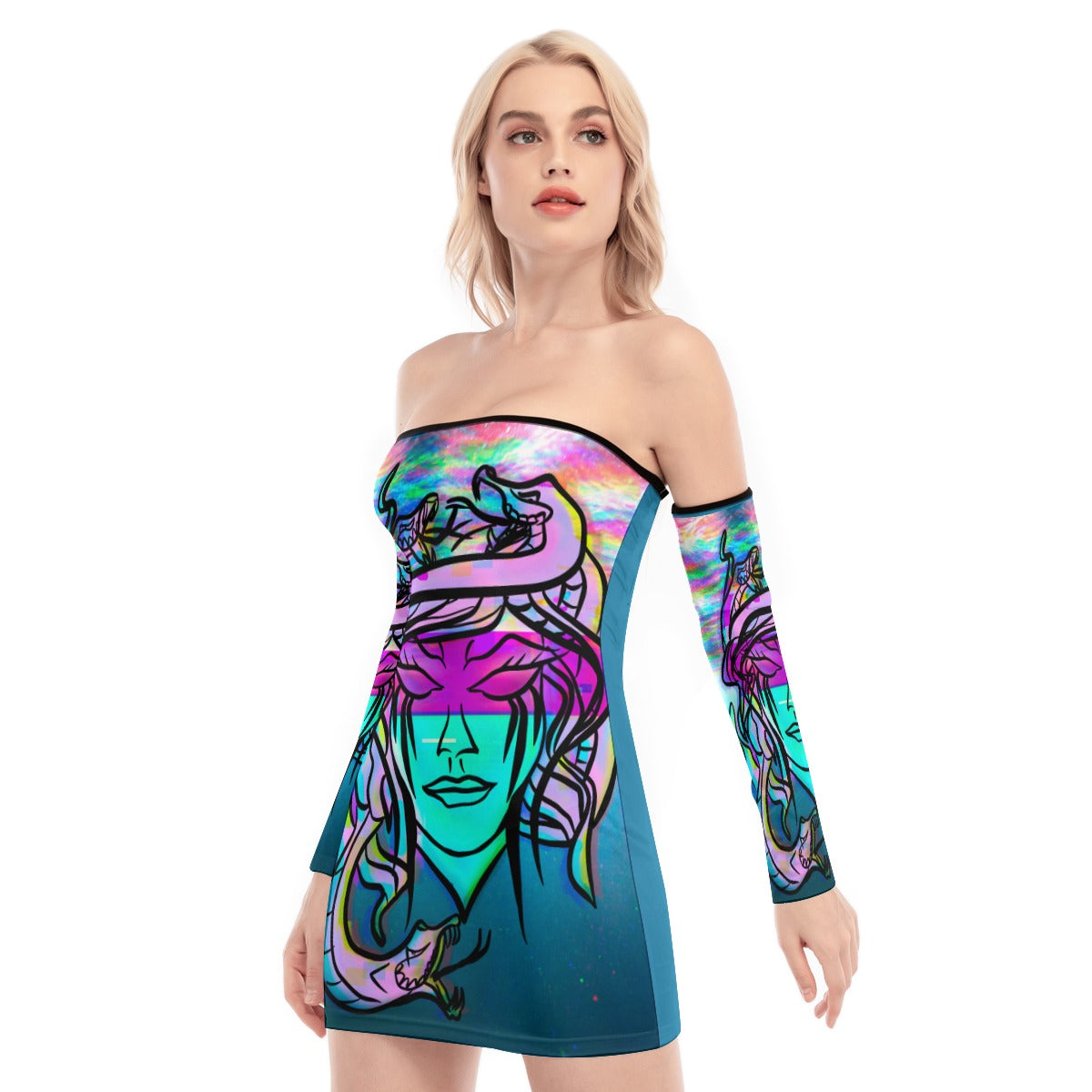 Medusa Off-shoulder Back Lace-up Dress by Cognitive Kreep