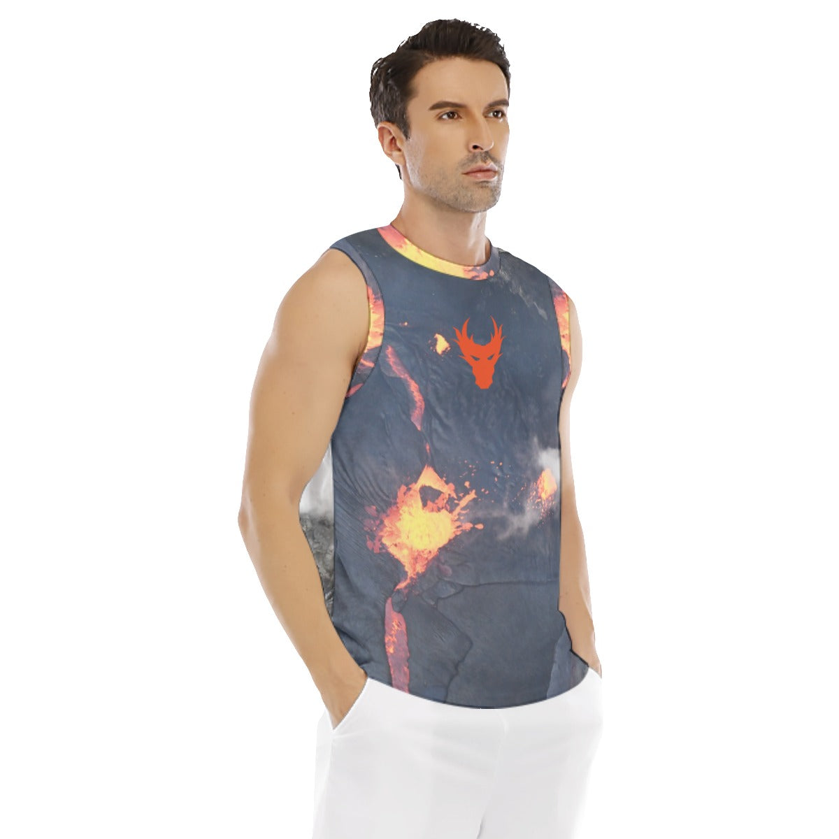 Fire inside Burnt orange dragon Men's Sports sleeveless