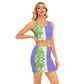 Elegant Ivy Color Block Camisole And Hip Skirt Suit by Premium Thicc