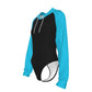 Premium Thicc Miami Aqua Midnight Women's Raglan Sleeve Hooded Bodysuit