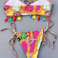 Printed Tied Strapless Bikini Set