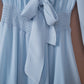 Tied Plunge Smocked Waist Flounce Sleeve Dress